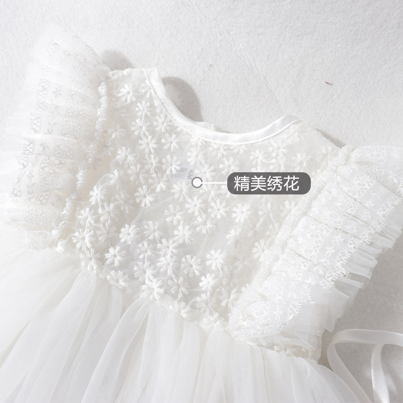 公主裙天衣服白色薄款夏周岁婴儿婴满月女礼服裙百宝宝蓬蓬纱拍照