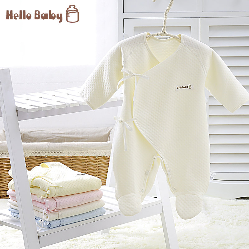 新生儿和服 保暖婴儿连体衣包脚夹棉哈衣宝宝衣服纯棉内衣秋冬衣