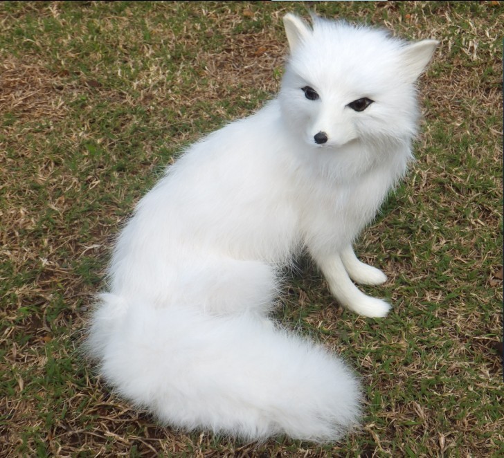 新年元旦礼物仿真动物狐狸模型摆件毛绒动物玩具卡通宠物白狐礼物