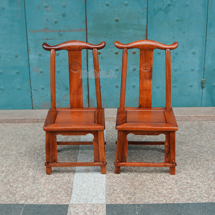红木家具靠背椅缅甸花梨木小椅子换鞋椅 大果紫檀实木小官帽椅