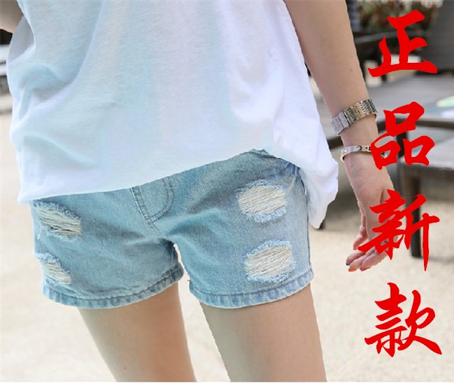 韩版夏季新款孕妇装  破洞 牛仔孕妇短裤