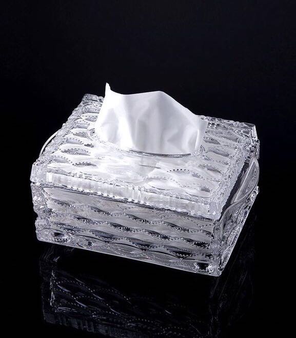欧式创意水晶玻璃纸巾盒抽纸餐巾盒储物盒简约现代酒店摆件装饰品