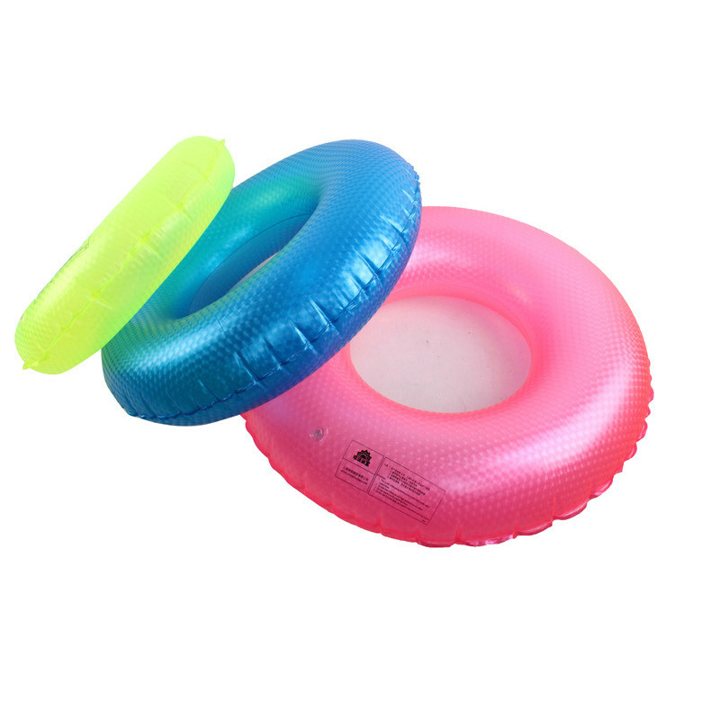 加厚款纯色 荧光色圆形夜光游泳圈 儿童成人救生圈游泳装备