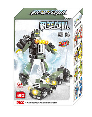 巧乐童 积变战队超级战士3合一变形机器人益智拼装积木四款合体