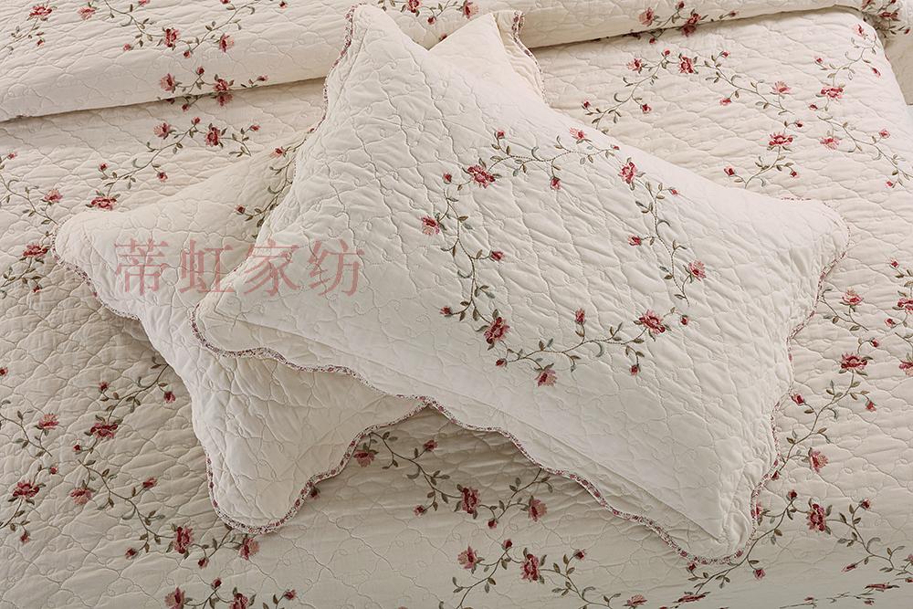 新品欧式纯棉枕套绣花绗缝全棉一对装枕芯套夹棉情侣枕双人枕头套