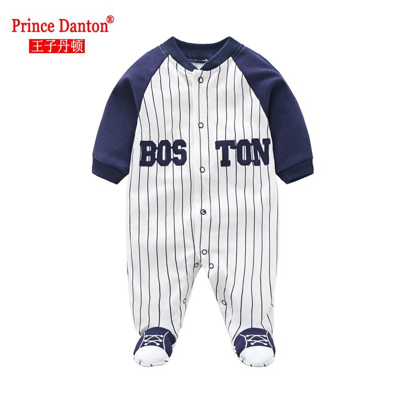 婴儿棒球服纯棉春夏装0-1岁男宝宝长袖哈衣新生儿衣外出包脚秋装