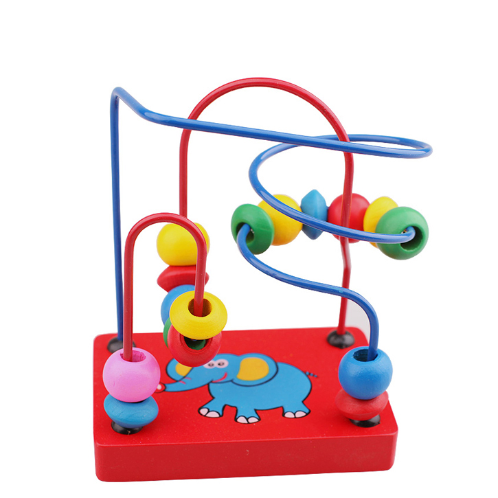 儿童早教玩具|婴儿木制智力动物辨别小象绕珠串珠0-3岁宝宝玩具
