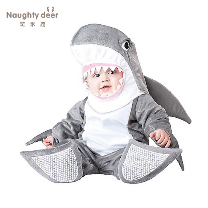 欧美宝宝造型衣Cosplay服装婴幼儿园动物连体衣万圣节大鲨鱼