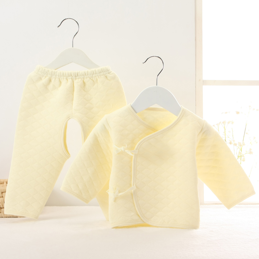 刚出生婴儿保暖内衣套装春秋 初生宝宝夹棉和尚服冬季加厚0-3-6月