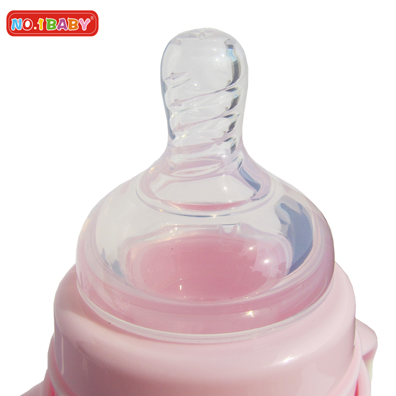 NO.1BABY新生儿宽口奶瓶带吸管重力球婴儿高硼硅玻璃瓶带手柄宝宝
