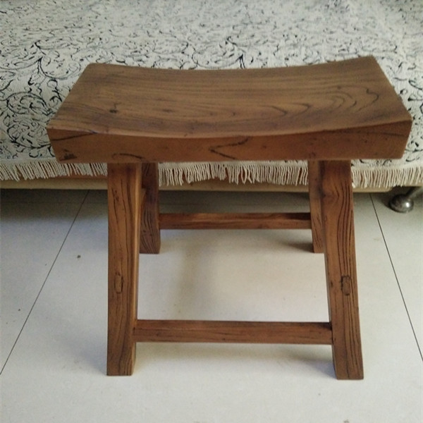 古朴年代家具老榆木餐凳全实木元宝凳家用方板凳子简约换鞋马鞍凳