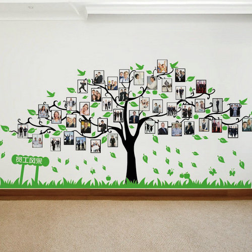 照片树墙贴公司企业团队办公室文化装饰墙壁贴纸客厅背景相框贴饰