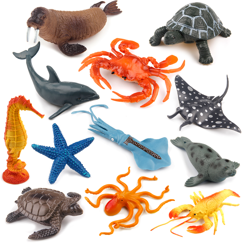 仿真海底海洋生物动物模型玩具大白鲨鱼螃蟹海龟海豚龙虾玩偶摆件