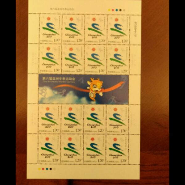 2007-2 第六届亚洲冬季运动会 邮票大版 完整版 原胶全品 保真