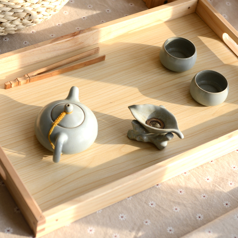 简约日式大号木质托盘原木色长方形木制餐盘家用茶水杯甜品面包盘