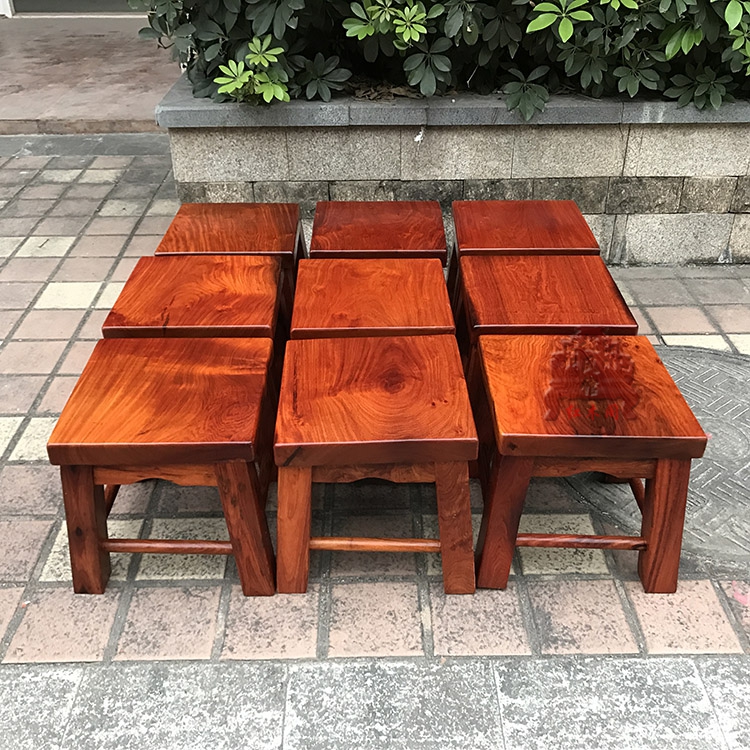 红木素面方凳缅甸花梨木换鞋凳实木加厚板凳大果紫檀矮凳儿童凳