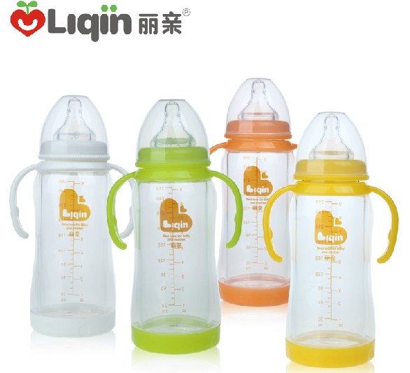 新品丽亲宽口径双层隔热玻璃200ml/260ML婴儿宝宝奶瓶
