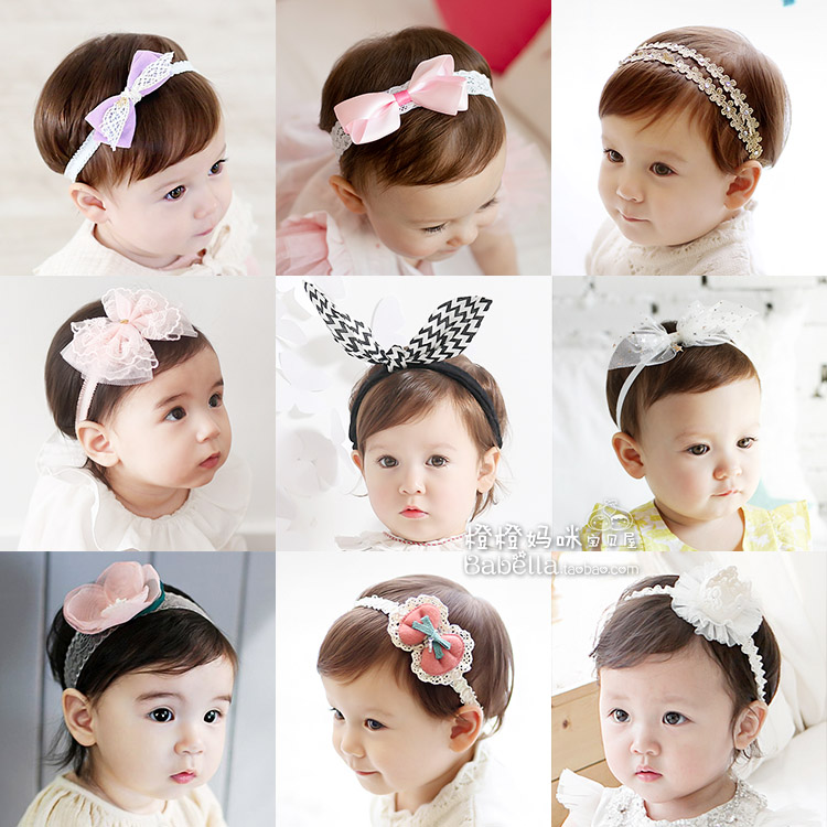 韩国公主春夏可爱女宝宝蕾丝发带婴幼儿童皇冠发饰品百天周岁拍照