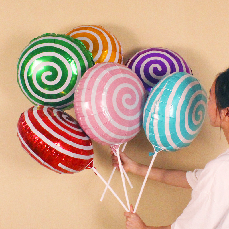 宝宝派对装饰手持糖果棒棒糖铝膜气球幼儿园活动布置儿童生日气球