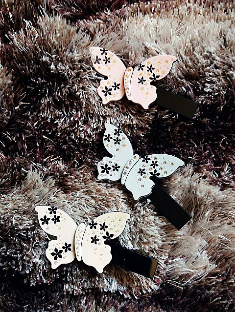 卡利雅盘发饰品韩国韩版水晶花朵发夹边夹优雅蝴蝶