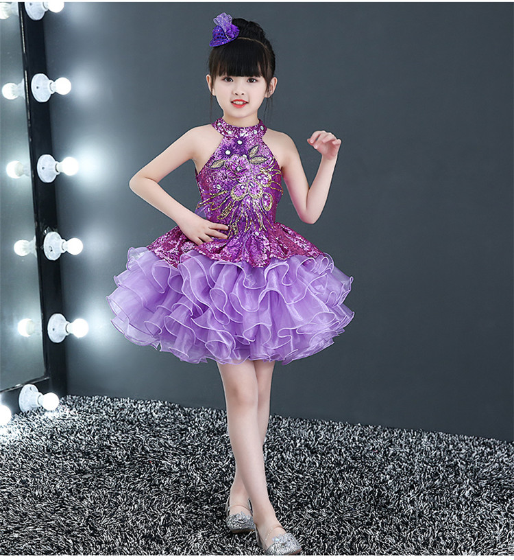 正品六一儿童蓬蓬裙表演服装亮片女童公主裙舞蹈服现代舞纱裙演出