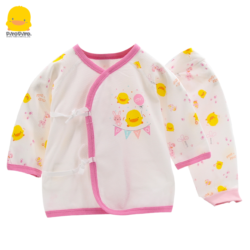 黄色小鸭婴儿内衣套装0-6个月新生儿纯棉和尚服初生宝宝家居内衣