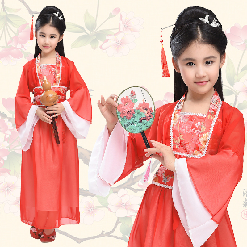 正品儿童古装小七仙女古筝表演服小女孩古代服装公主汉服