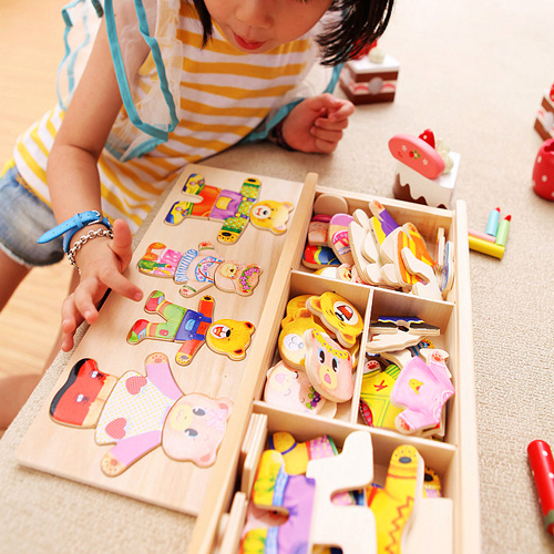 木质儿童益智立体拼图 1-2-3岁幼儿宝宝积木玩具4-5-6周岁男女孩