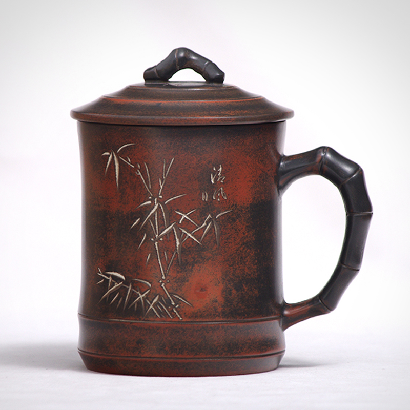 广西钦州坭兴陶个人专用带盖陶瓷紫砂水杯单位定制礼品办公茶杯