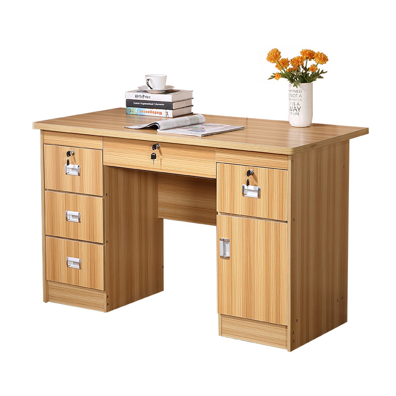 办公桌白色写字台书桌带抽屉家用1米带锁1.2米小型单人书台电脑桌