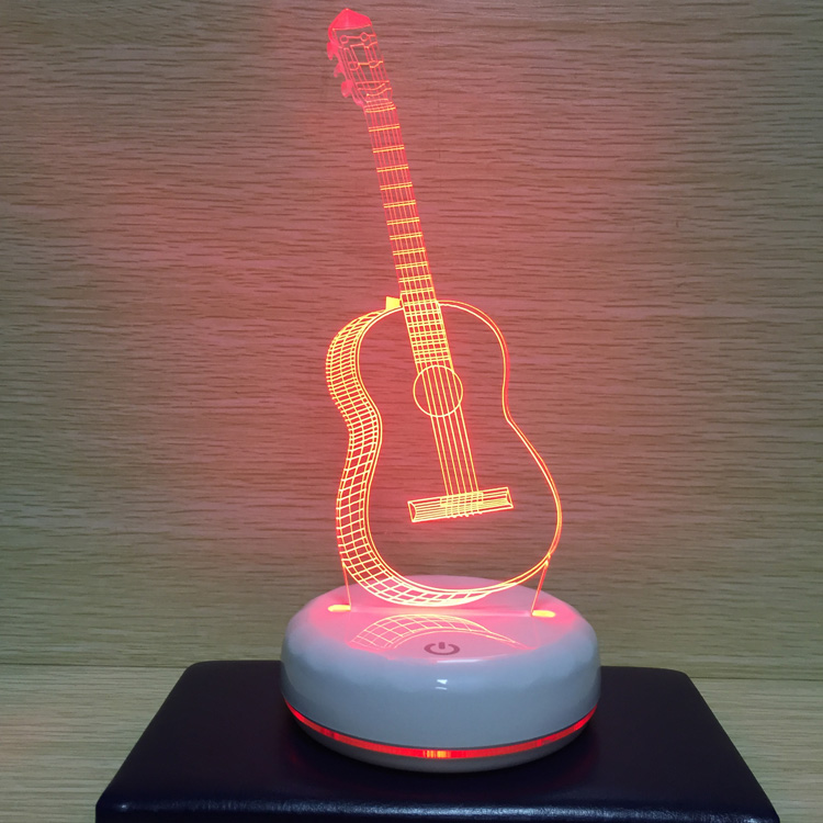 创意礼品夜光电吉他台灯USB小夜灯3d卧室LED床头灯情人节生日礼物