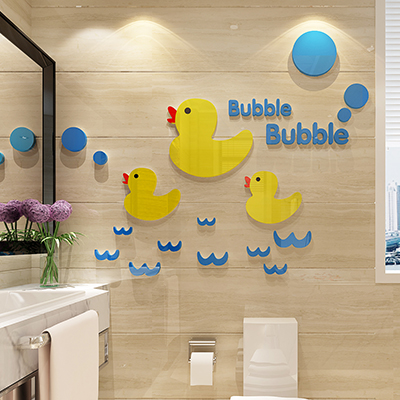 幼儿园卫生间装饰环创主题墙面厕所婴儿游泳馆卡通浴室贴纸画布置