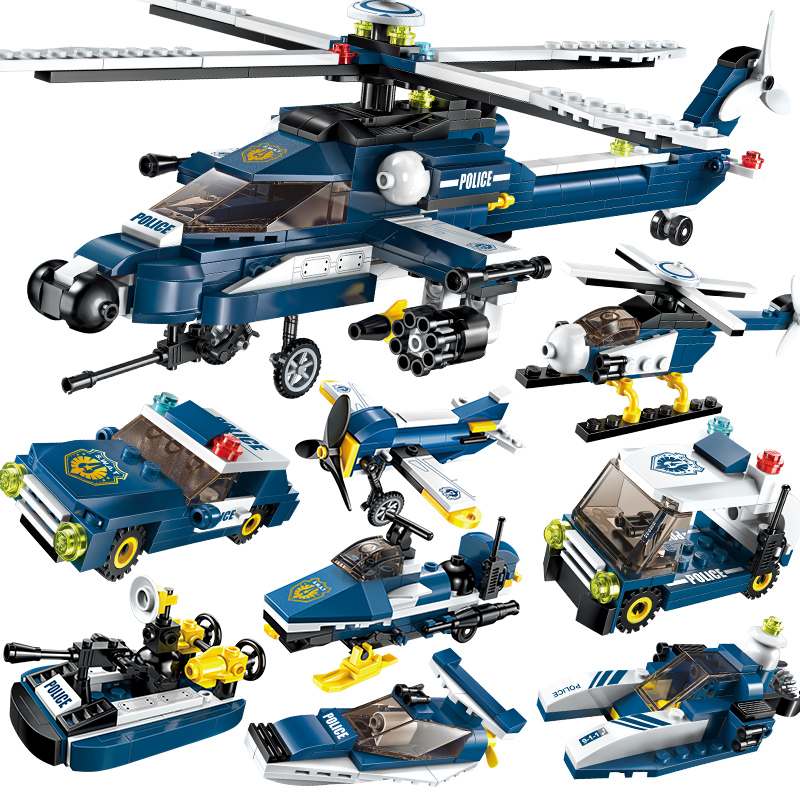 中国积木男孩子6儿童拼装玩具益智直升机飞机组装8-10岁7生日礼物