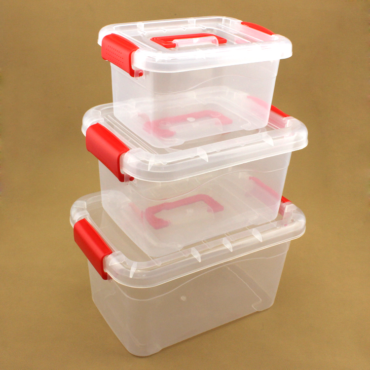 透明手提箱乐高玩具杂物食品塑料收纳盒手提有盖整理箱储物工具箱