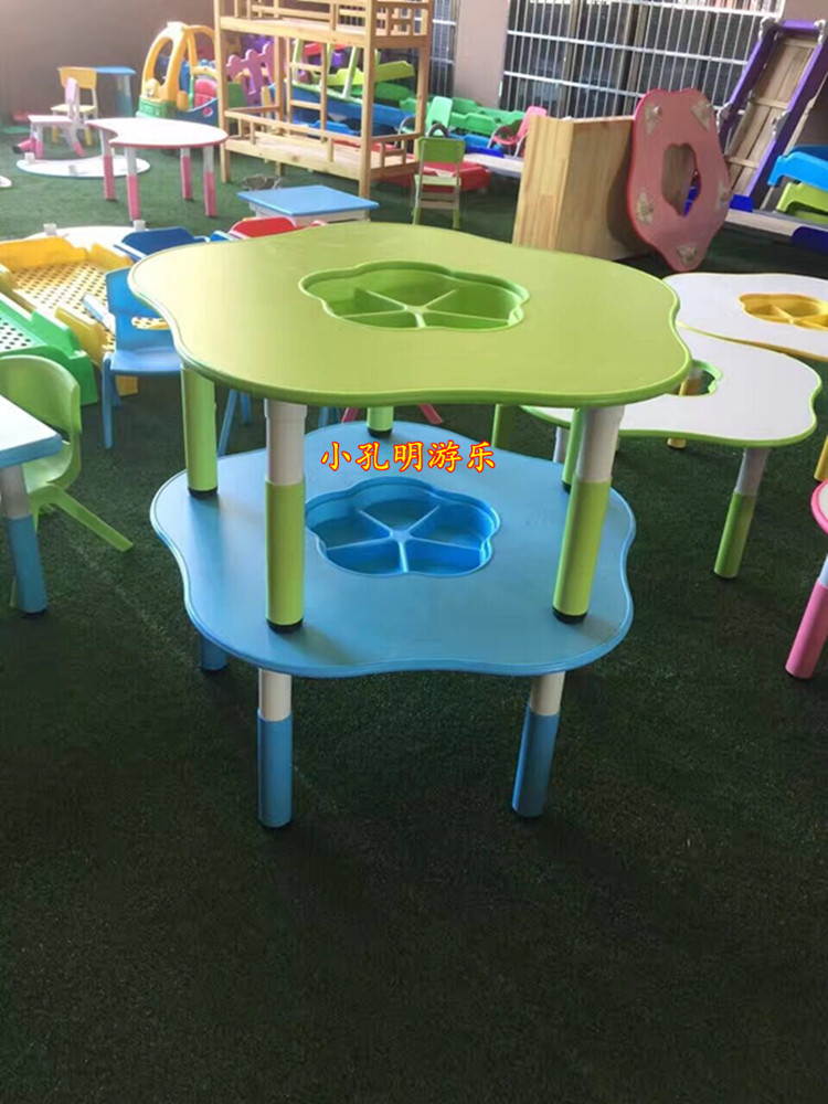 新款幼儿园桌子防火板儿童豪华升降桌椅宝宝学习课桌梅花桌
