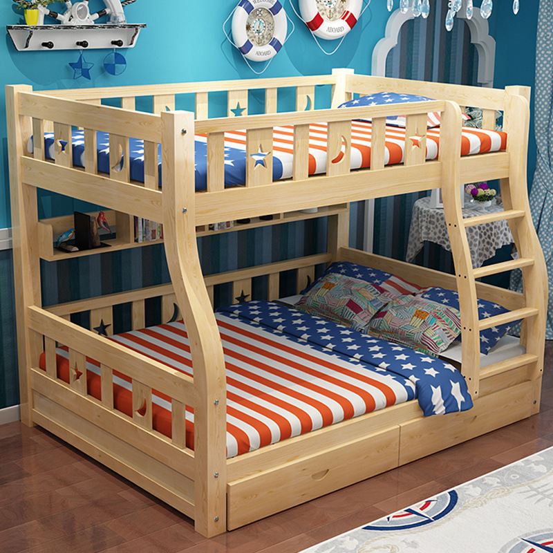 定制创意儿童上下床带护栏全实木儿童高低双层床松木子母床定制楼