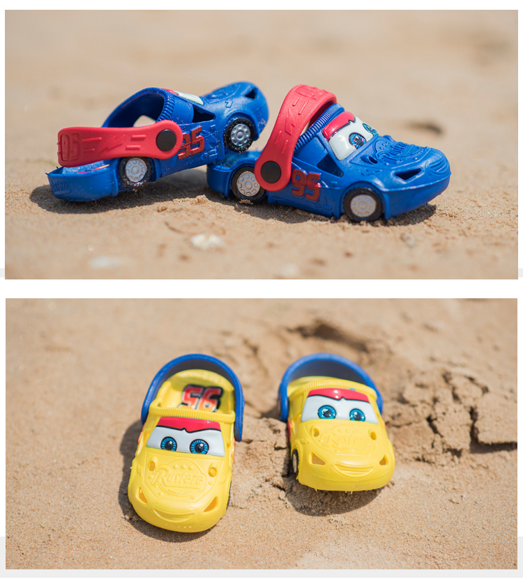 迪士尼儿童洞洞鞋小汽车童鞋幼儿园宝宝男童夏季凉拖鞋防滑沙滩鞋