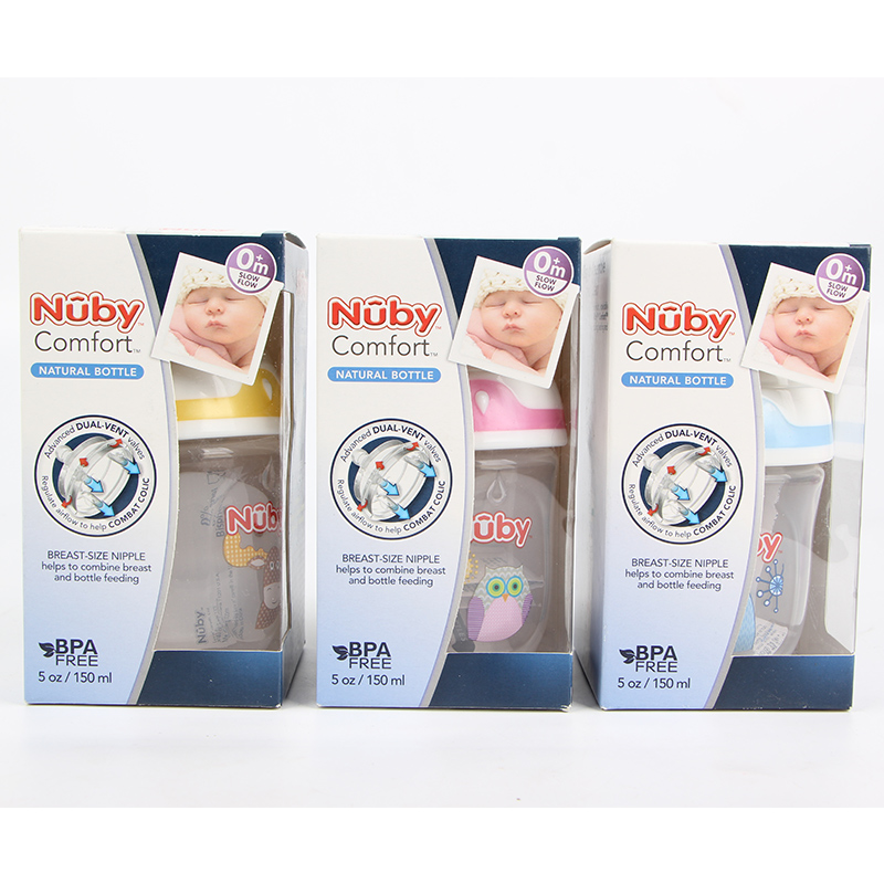 nuby努比乳感PP奶瓶 仿母乳硅胶奶嘴防胀气婴儿奶瓶150ml