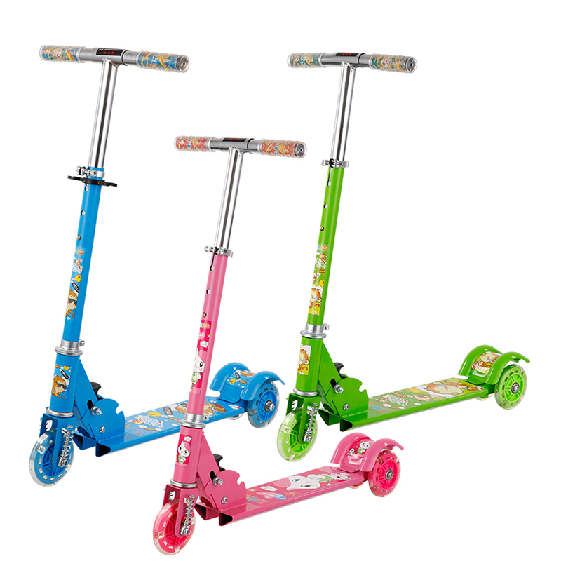 儿童滑板车3轮溜溜踏板车静音三轮划板车可升降折叠2-3-6岁小孩子