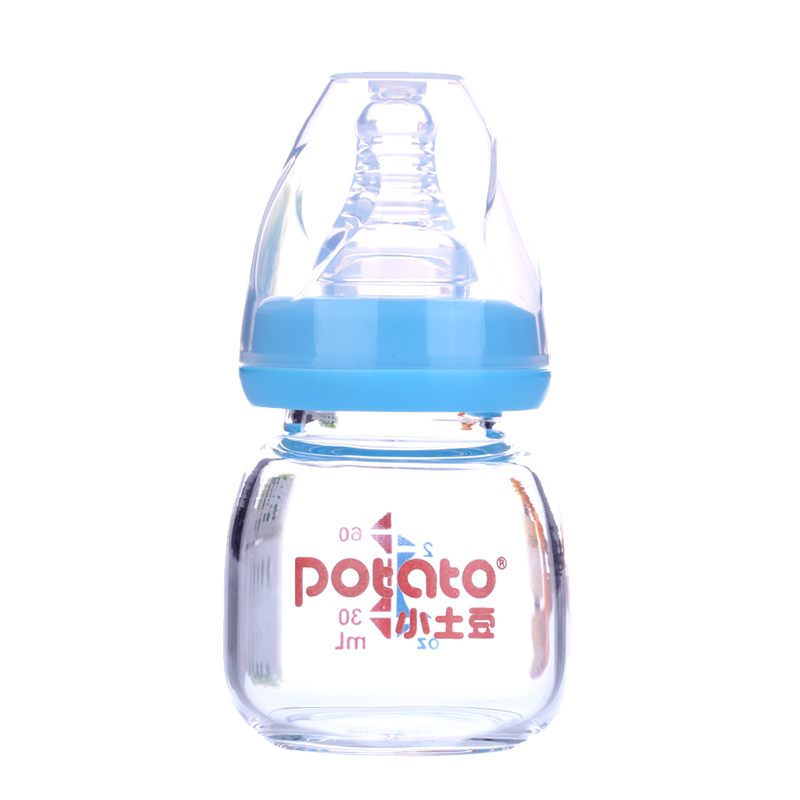 小土豆便携果汁小奶瓶迷你初生婴儿新生儿喝水玻璃硅胶嘴60ml