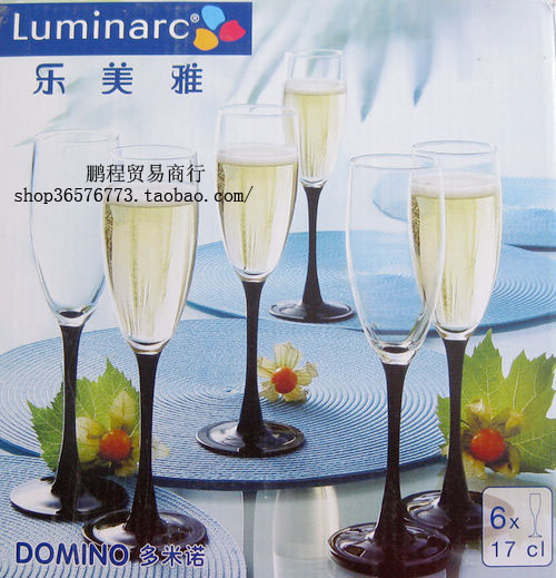 弓箭luminarc乐美雅多米诺玻璃高黑脚葡萄香槟杯鸡尾酒杯酒具新品