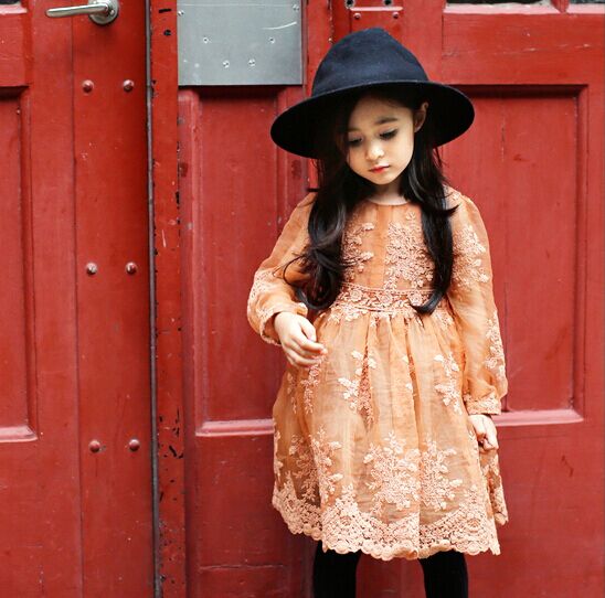 亲子装母女装韩国童装女童春秋款夏款高贵蕾丝公主裙儿童连衣裙