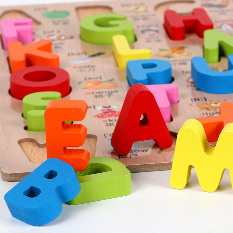 儿童早教数学数字母手抓板拼板木质拼图 2-3-4岁宝宝认知益智玩具