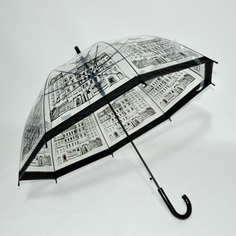 建筑透明伞自动创意长柄通用韩国拱形加厚舞蹈商务成人超轻雨伞