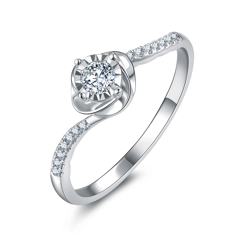 美国Ｄ色莫桑石戒指女结婚订婚求婚戒副钻南非钻石过笔支持验货