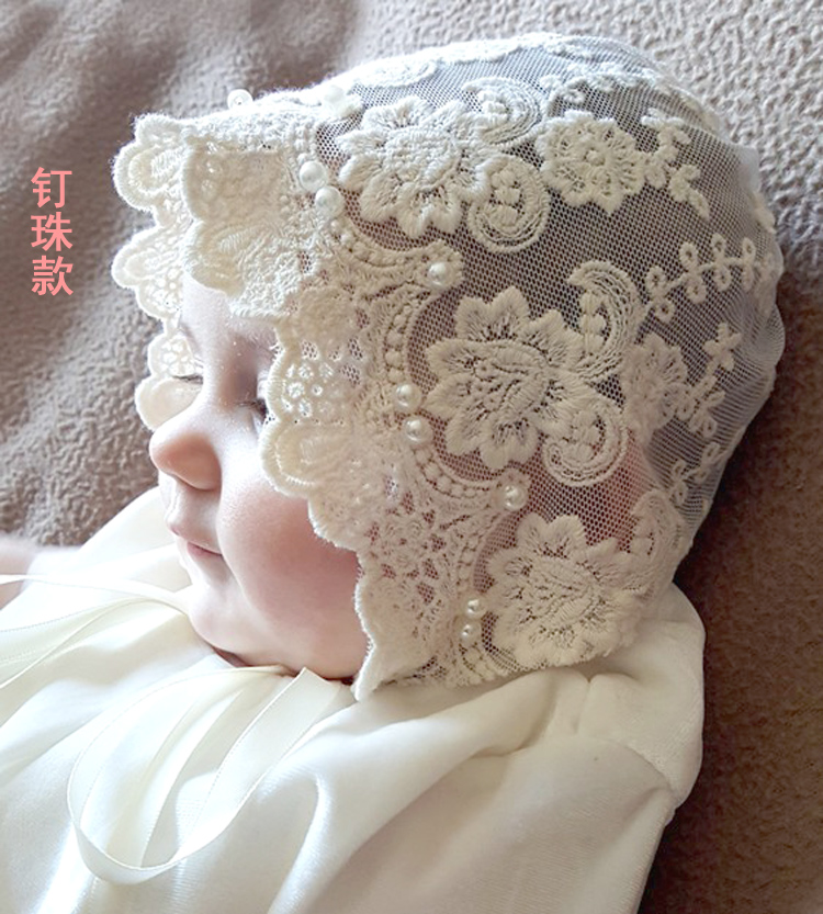 新生儿满月百天宴宝宝公主帽小婴儿夏凉帽拍照摄影帽子0-3-12个月
