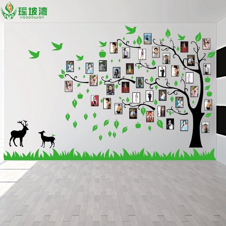大树照片墙贴相片树公司办公工室文化墙装饰学校教室布置员工风采