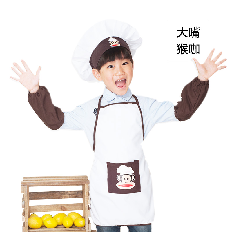 儿童新款角色扮演韩版厨师帽套装挂脖罩衣小孩子厨房烘赔围裙定做