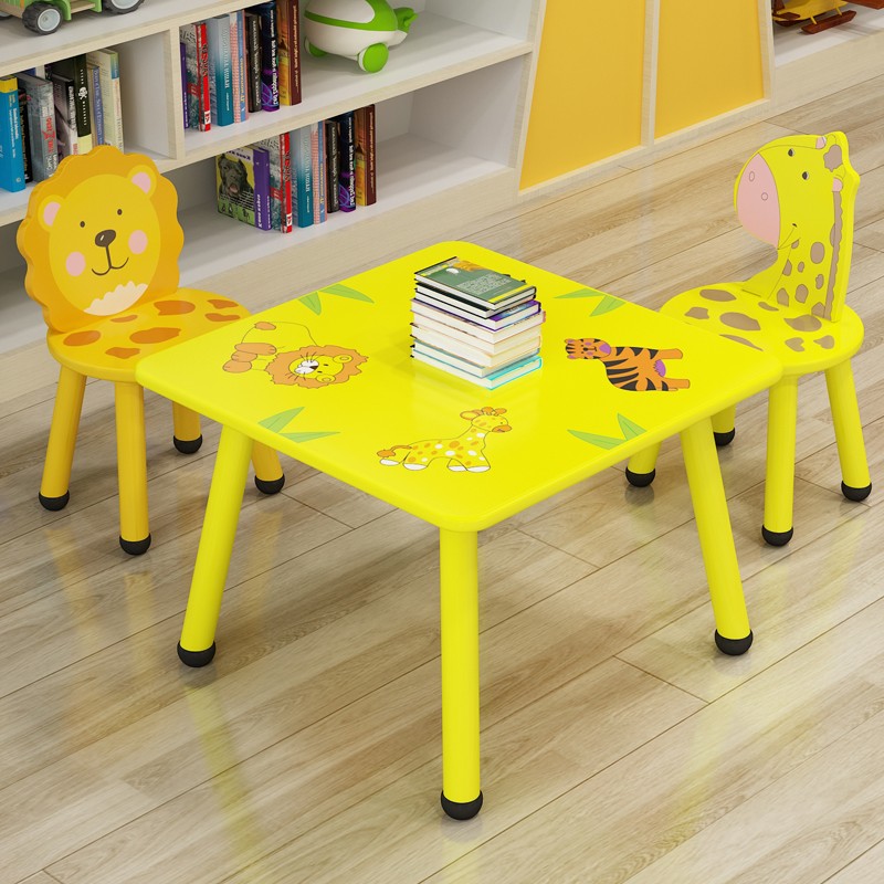 儿童桌椅套装实木吃饭圆桌椅宝宝写字桌游戏玩具桌幼儿园学习桌椅
