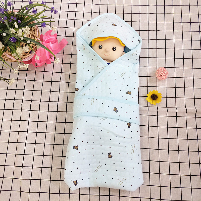 新生儿婴儿纯棉抱被秋冬款三层保暖纯棉包被宝宝用品保暖包被抱毯